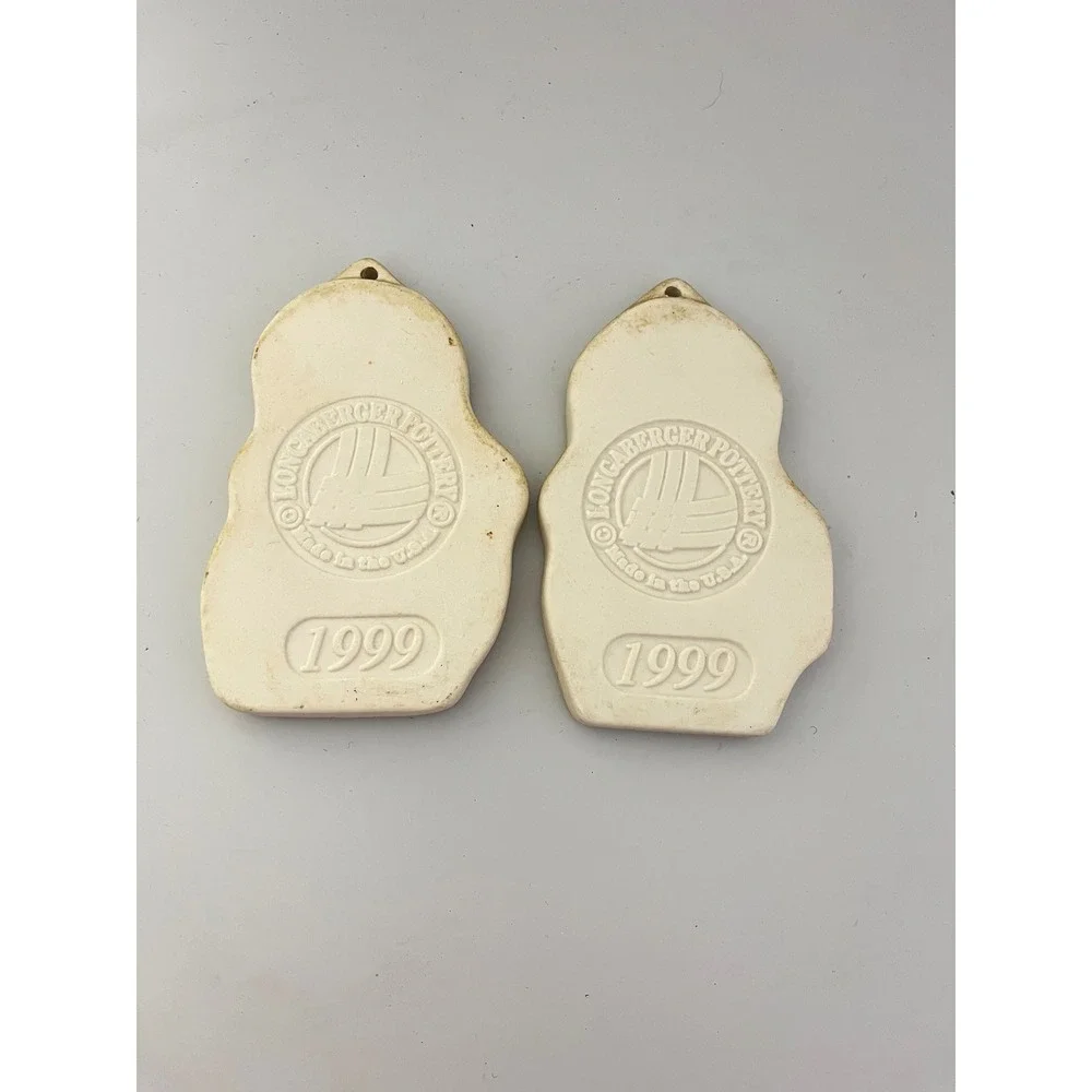 Longaberger Cookie Molds Cream‎ 1999 Snowman Pottery Set of 2